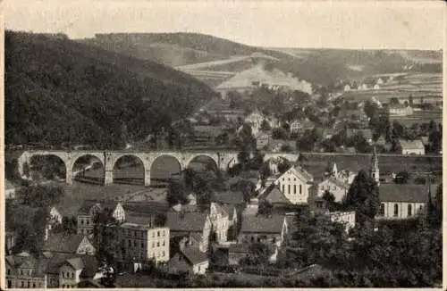 Ak Rödlitz Callnberg Lichtenstein in Sachsen, Blick ins Rödlitztal, Viadukt, Ort