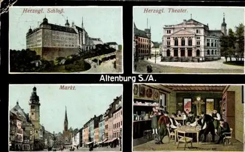 Ak Altenburg in Thüringen, Schloss, Herzogl. Theater, Markt, Skat