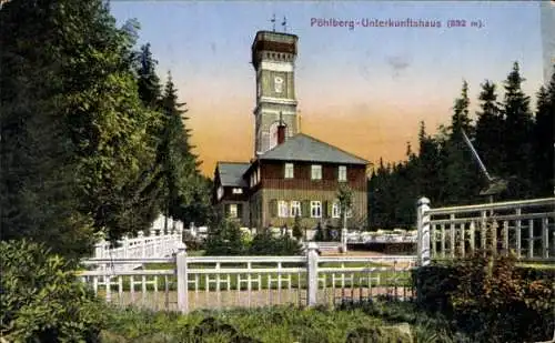 Ak Annaberg Buchholz Erzgebirge, Pöhlberg Unterkunftshaus, Aussichtsturm