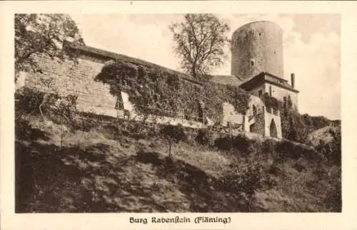 Ak Fläming, Burg Rabenstein, Blick von unten, Turm