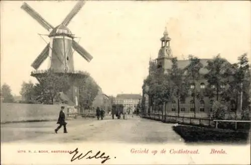 Ak Breda Nordbrabant Niederlande, Blick auf die Coothstraat, Mühle