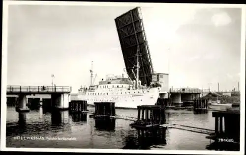 Ak Höllviken Höllviksnäs Schweden, Falster bokanalen, Hebebrücke, Dampfer