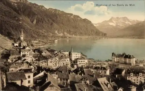 Ak Montreux Kt. Waadt, Blick auf die Stadt und die Dents du Midi