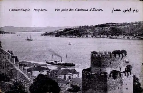 Ak Konstantinopel Istanbul Türkiye, Bosporus, Blick von den Chateaux d'Europe aus