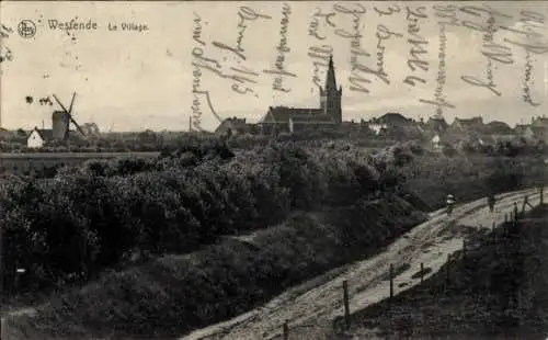 Ak Westende Westflandern, Teilansicht mit Kirche, Minen-Werfer Bataillon 6, 3 Kompanie, 2 Marine Div