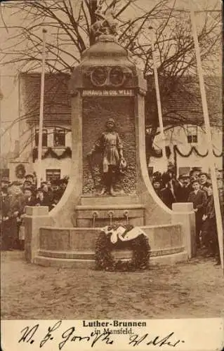 Ak Mansfeld im Harzvorland, Luther-Brunnen