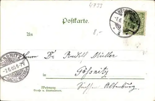 Litho Heldrungen in Thüringen, Gesamtansicht, Kaiser-Wilhelm-Denkmal