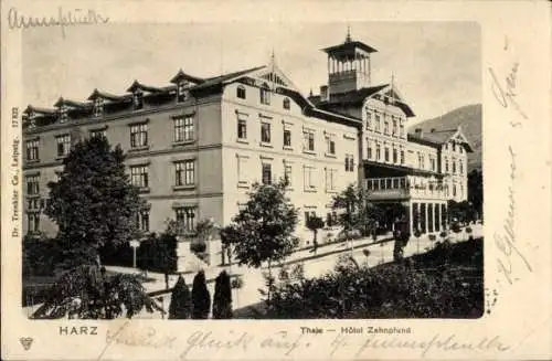 Ak Thale im Harz, Ansicht des Hotels Zehnpfund in Thale im Harz