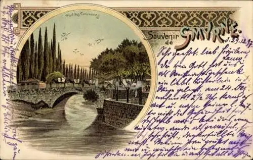 Litho Smyrna Izmir Türkei, Brücke, Fluss