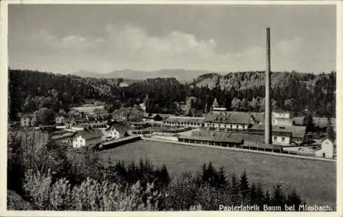 Ak Miesbach in Oberbayern, Papierfabrik Baum