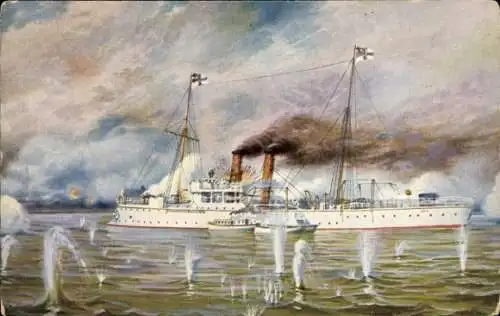 Künstler Ak Rave, Chr., Marine Galerie 193, SM Kanonenboot Iltis, Schlacht bei den Takuforts 1900