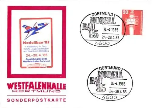 Ak Dortmund im Ruhrgebiet, Westfalenhalle, Sonderpostkarte, Modellbau 24.-28.04.1985