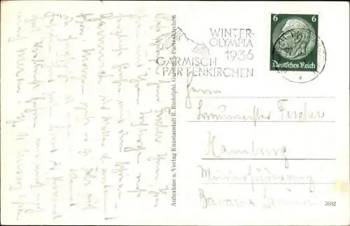 Ak Garmisch Partenkirchen in Oberbayern, Marienplatz, Denkmal, Rathaus