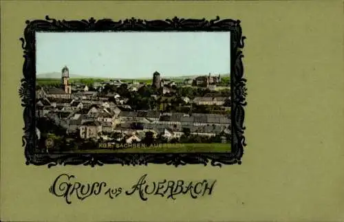 Präge Passepartout Ak Auerbach im Vogtland, Panorama
