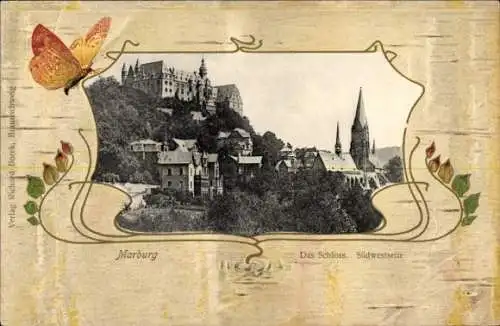 Passepartout Ak Marburg an der Lahn, Das Schloss, Südwestseite