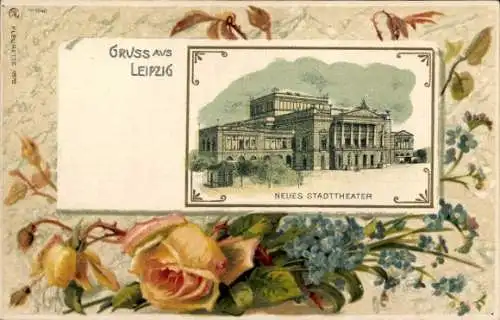 Präge Passepartout Litho Leipzig in Sachsen, Neues Stadttheater