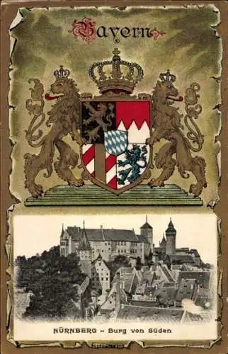 Präge Wappen Passepartout Ak Nürnberg in Mittelfranken, Burg