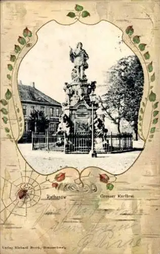 Passepartout Ak Rathenow im Havelland, Denkmal Großer Kurfürst