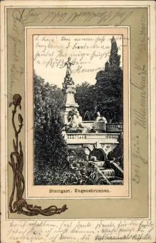 Präge Passepartout Ak Stuttgart in Württemberg, Eugensbrunnen