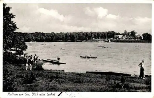 Ak Haltern am See, Blick zum Seehof, Ruderboote, Badende