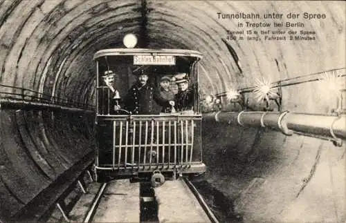 Ak Berlin Treptow, Tunnelbahn unter der Spree