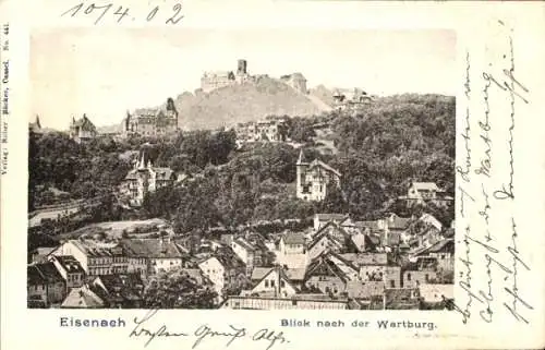 Ak Lutherstadt Eisenach Thüringen, Blick nach der Wartburg