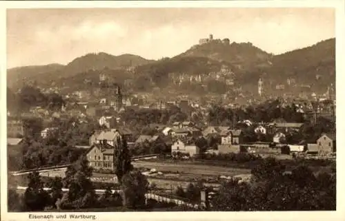 Ak Lutherstadt Eisenach in Thüringen, Wartburg, Panorama