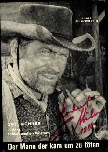 Ak Schauspieler Carl Möhner, Portrait, Film Der Mann der kam um zu töten, Autogramm