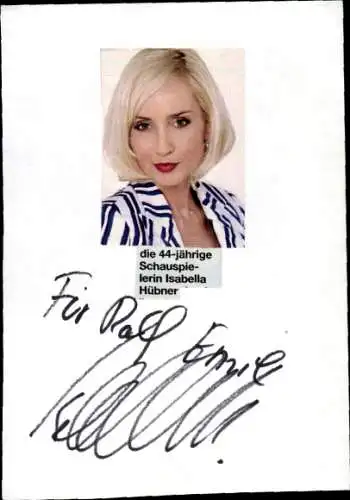 Ak Schauspielerin Isabella Hübner, Portrait, Autogramm