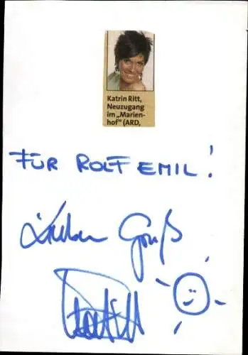 Ak Schauspielerin Katrin Ritt, Portrait, Serie Marienhof, Autogramm