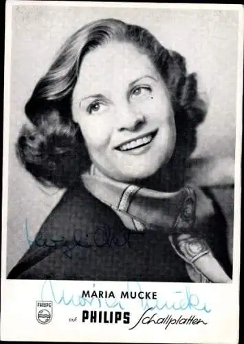 Ak Sängerin Maria Mucke, Portrait, Autogramm