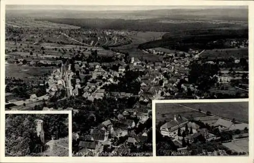 Ak Langensteinbach Karlsbad in Baden, Ruine, Kloster, Bäckerei, Fliegeraufnahme