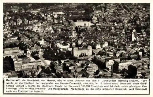 Ak Darmstadt in Hessen, Fliegeraufnahme