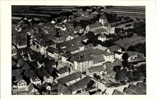 Ak Schwarzach Rheinmünster bei Bühl Baden, Fliegeraufnahme