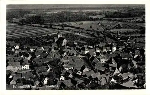 Ak Schwarzach Rheinmünster im Schwarzwald Baden, Fliegeraufnahme