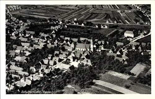 Ak Schutterwald in Baden, Fliegeraufnahme, Kirche