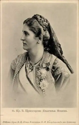 Ak Prinzessin Milena von Montenegro, Portrait