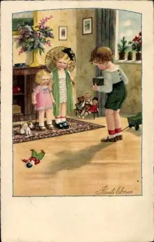 Künstler Litho Ebner, Pauli, Kinder, Puppen