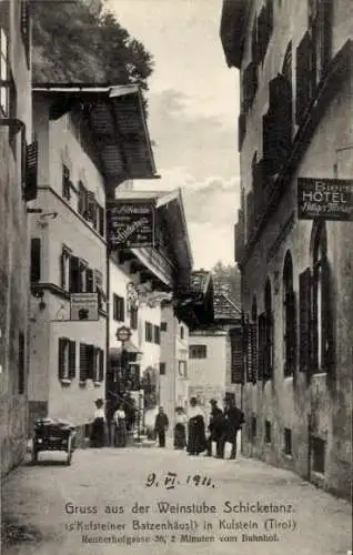 Ak Kufstein in Tirol, Weinstube Schicketanz, Hotel, Straße