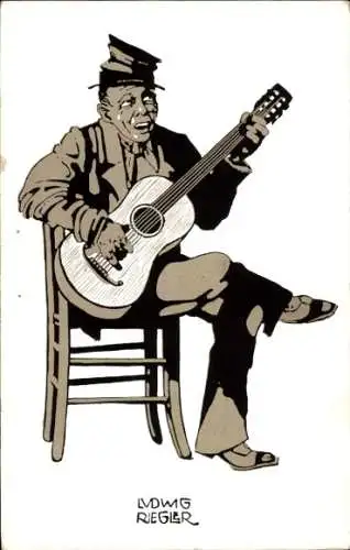 Künstler Ak Riegler, L., Musiker, Gitarre