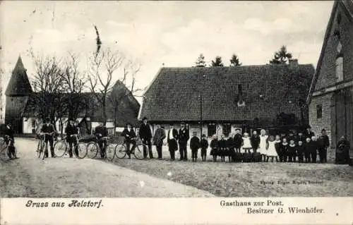 Ak Helstorf Neustadt am Rübenberge, Gasthaus zur Post, Radfahrer