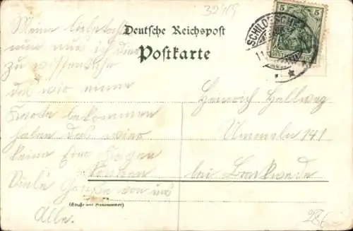 Litho Petershagen an der Weser, Warenhaus der Firma Georg Lange, Panorama im Jahr 1898