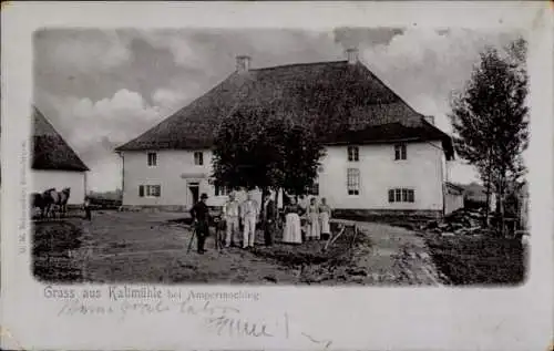 Ak Ampermoching Hebertshausen in Oberbayern, Kaltmühle, Menschen, Haus