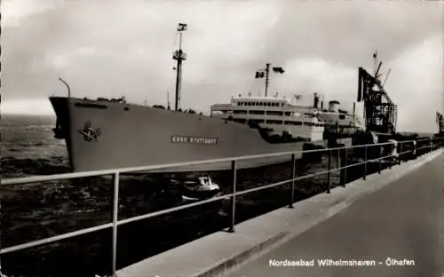 Ak Wilhelmshaven, Ölhafen, Tanker Esso Stuttgart, Ausgangspunkt der Pipeline ins Ruhrgebiet/Köln