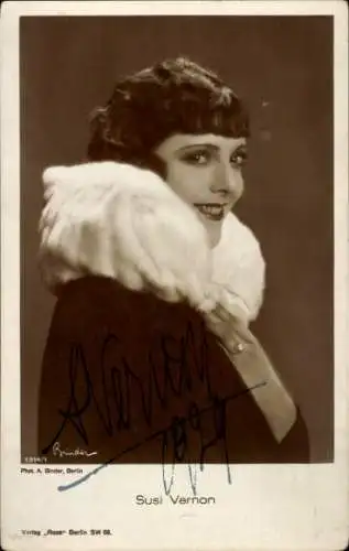 Ak Schauspielerin Susi Vernon, Portrait, Autogramm