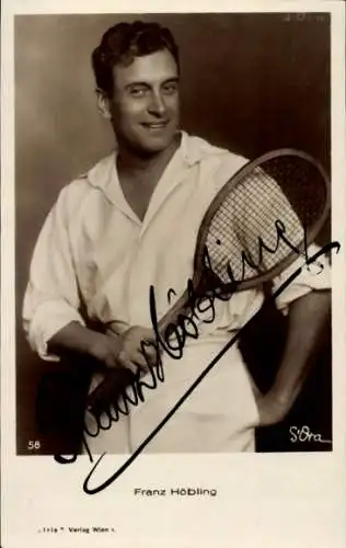 Ak Schauspieler Franz Höbling, Tennisschläger, Portrait, Autogramm