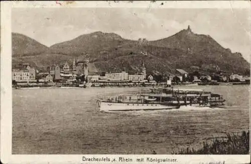 Ak Königswinter am Rhein, Drachenfels, Drachenburg, Drachenfels am Rhein mit Königswinter, Sch...