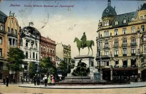 Ak Aachen, Theaterplatz, Kaiser Wilhelm Denkmal