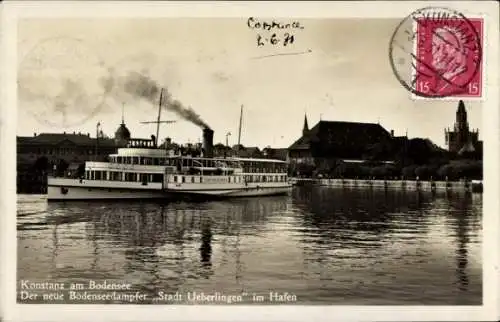 Ak Konstanz am Bodensee, Hafen, Dampfer Stadt Ueberlingen