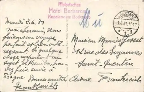 Ak Konstanz am Bodensee, Hafen, Dampfer Stadt Ueberlingen